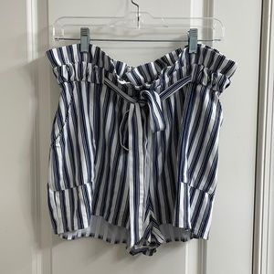 Express Comfy Striped Paper-bag Shorts